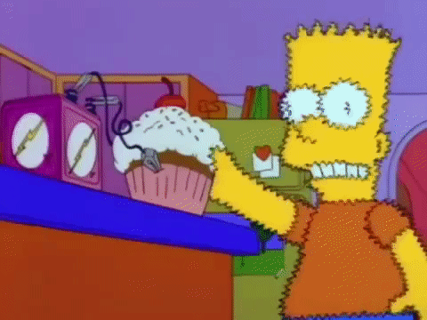 Bart Simpson Holding Cupcake With Cherry On Top GIF