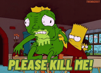 Bart Simpson Holding Green Monster Please Kill Me GIF