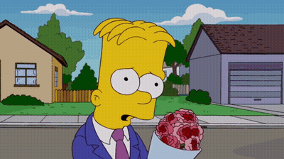 Bart Simpson Holding Pink Roses By Garage GIF