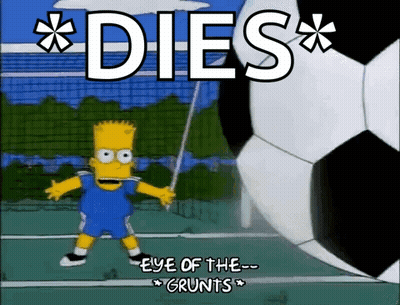 Bart Simpson Holding Soccer Ball Saying Dies GIF