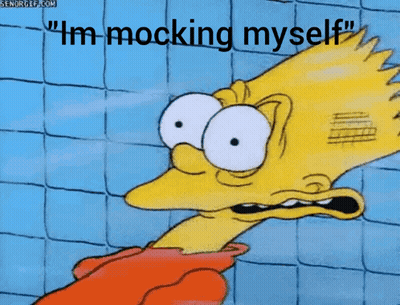 Bart Simpson I'm Mocking Myself Blue Tile Wall GIF