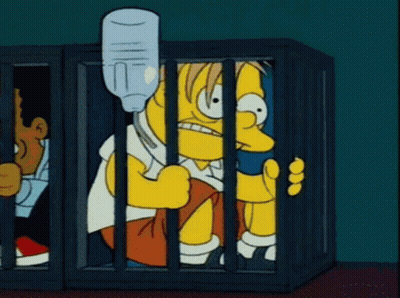 Bart Simpson In Cage Holding Bottle With Needle GIF