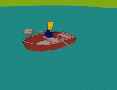 Bart Simpson Is Rowing A Boat With A Paddle GIF