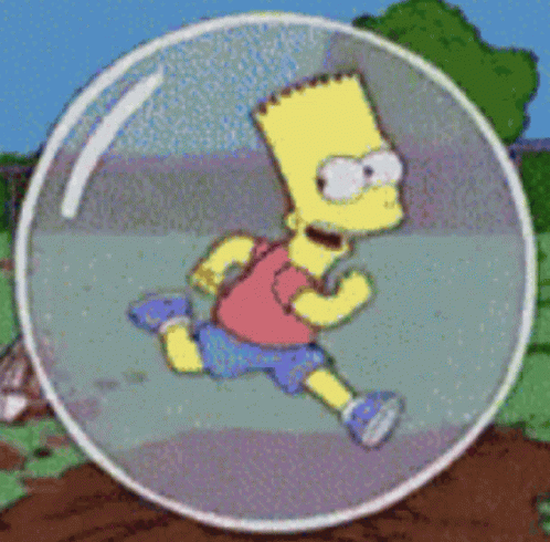 Bart Simpson Is Running Through A Bubble Of Soap GIF
