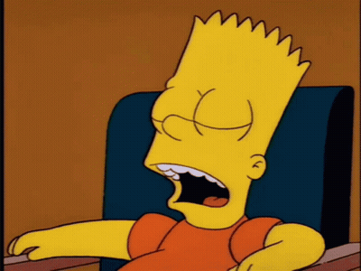 Bart Simpson Is Sitting In A Chair With His Mouth Open And His Eyes Closed GIF