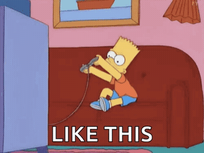 Bart Simpson Is Sitting On A Couch Playing A Video Game With The Words `` Like This '' . GIF
