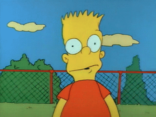 Bart Simpson Is Standing In Front Of A Chain Link Fence And Making A Funny Face GIF