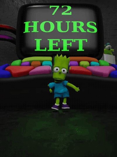 Bart Simpson Is Standing In Front Of A Computer Screen That Says 72 Hours Left GIF