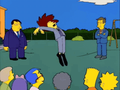 Bart Simpson Is Standing In Front Of A Group Of People While A Man In A Suit Stands Behind Him GIF