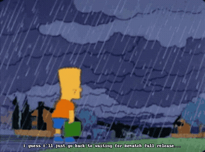 Bart Simpson Is Standing In The Rain And Says I Guess I 'Ll Just Go Back To Waiting GIF