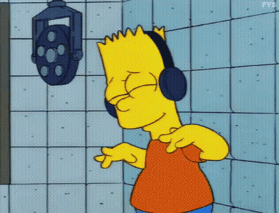 Bart Simpson Is Wearing Headphones In Front Of A Microphone GIF