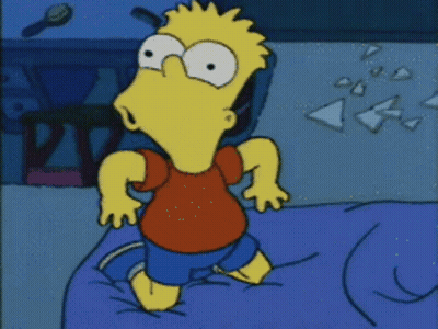 Bart Simpson Jumping On Bed With Brush GIF