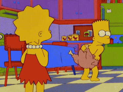 Bart Simpson Lisa Simpson Chicken On Bart's Back GIF