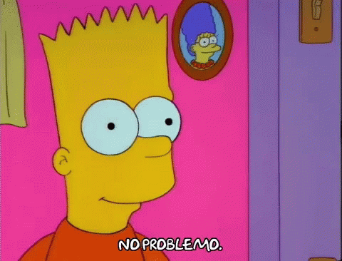 Bart Simpson Looking At A Picture Of Marge Simpson In A Mirror And Saying No Problemo GIF