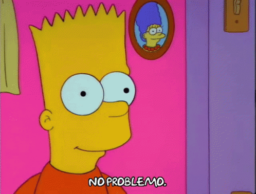 Bart Simpson Looking At A Picture Of Marge Simpson In A Mirror And Saying No Problemo GIF