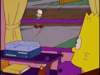 Bart Simpson Looking Out Window At Skateboarder GIF