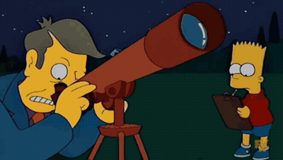 Bart Simpson Looking Through Telescope With Homer Simpson GIF