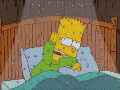 Bart Simpson Lying In Bed With Mosquitoes On Face GIF