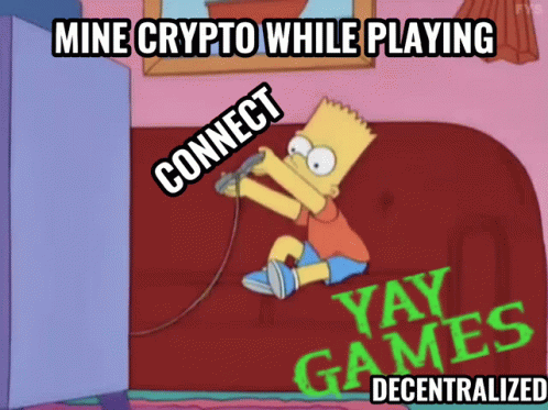 Bart Simpson Playing Video Game Mine Crypto While Playing Connect Yay Games Decentralized GIF