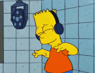 Bart Simpson Pointing At Camera With Headphones GIF