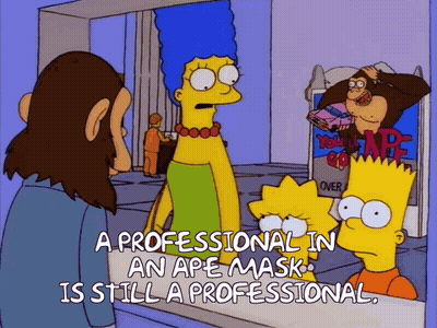 Bart Simpson Says Professional in Ape Mask