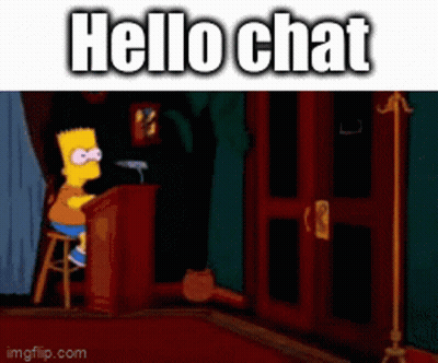 Bart Simpson Sitting At Podium With Hello Chat GIF