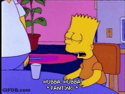 Bart Simpson Sitting At Table Saying Hubba Hubba Panting GIF