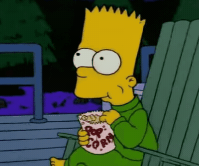 Bart Simpson Sitting In Chair Eating Popcorn GIF