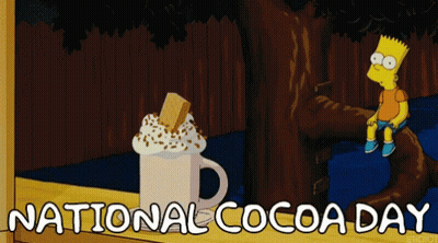 Bart Simpson Sitting On Tree Branch With Hot Chocolate National Cocoa Day GIF