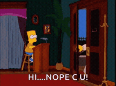 Bart Simpson Speaks To Man In Hat Saying Hi Nope Cu GIF