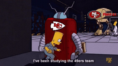 Bart Simpson Standing In Front Of 49Ers Sign GIF