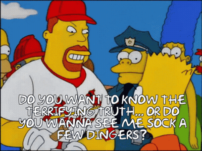 Bart Simpson Talking To Man In Baseball Uniform GIF