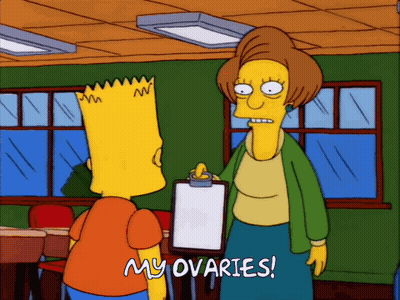 Bart Simpson Talking To Woman Saying My Ovaries In Classroom GIF
