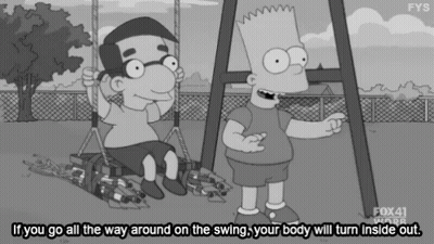 Bart Simpson Telling Boy If You Go All The Way Around On The Swing GIF