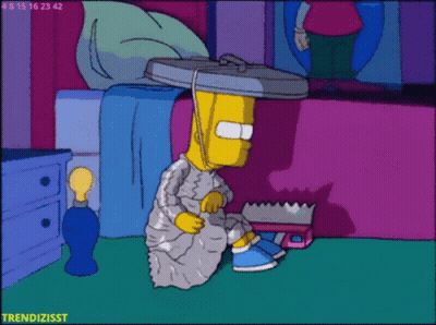 Bart Simpson Wearing Garbage Can GIF