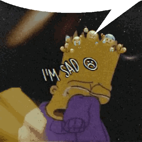 Bart Simpson With Crown Saying I'm Sad Sticker