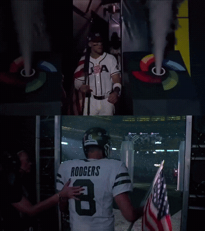 Baseball And Football Players With Rodgers Jerseys GIF