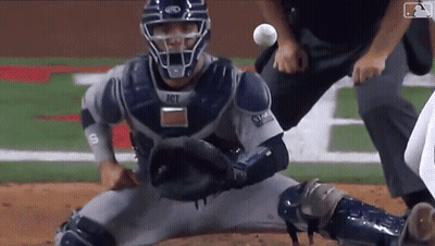 Baseball Catcher Kneeling Waiting For Ball GIF