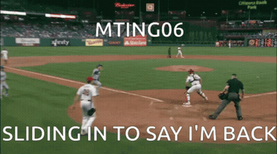 Baseball Game At Citizens Bank Park Player Sliding Saying I'm Back GIF