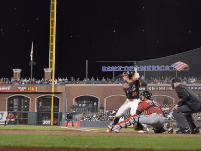 Baseball Game In Front Of Bank Of America Sign GIF