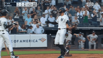 Baseball Game In Front Of Bank Of America Sign GIF