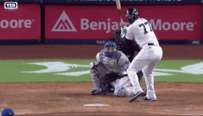 Baseball Game In Front Of Benjamin Moore Banner GIF