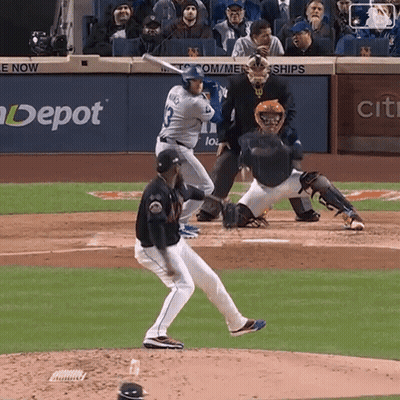 Baseball Game In Front Of Citi Depot Sign GIF