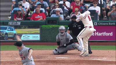 Baseball Game In Front Of Citizen's Bank Banner GIF