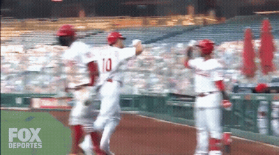 Baseball Game In Front Of Crowd With Royal Sign GIF