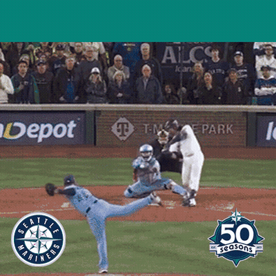 Baseball Game In Front Of Depot Banner GIF