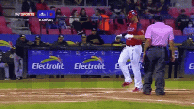 Baseball Game In Front Of Electrolit Ad GIF