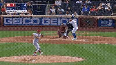 Baseball Game In Front Of Geico Banner GIF