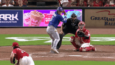Baseball Game In Front Of Greatame Ball Sign GIF