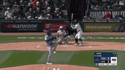 Baseball Game In Front Of Hankook Advertisement GIF